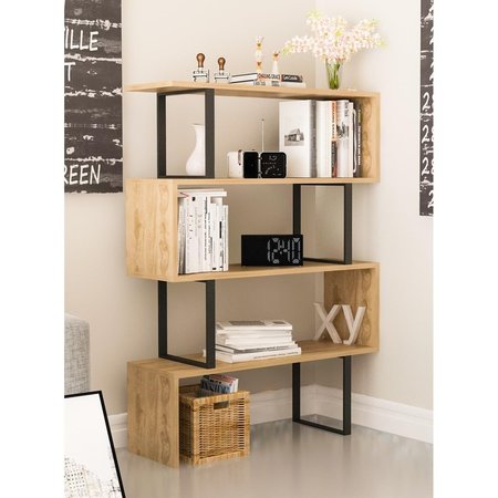 DECOROTIKA 36 x 12 x 50 in. Adriana 4-Shelf Geometric Bookcase - Black & Oak DE86720